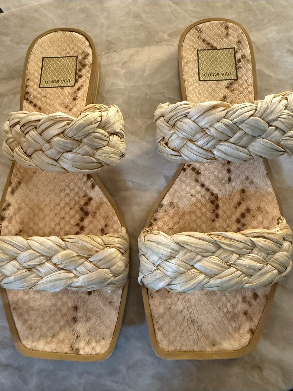 Evereve Dolce Vita Braided Raffia Double-Strap Slide Sandals in Natural